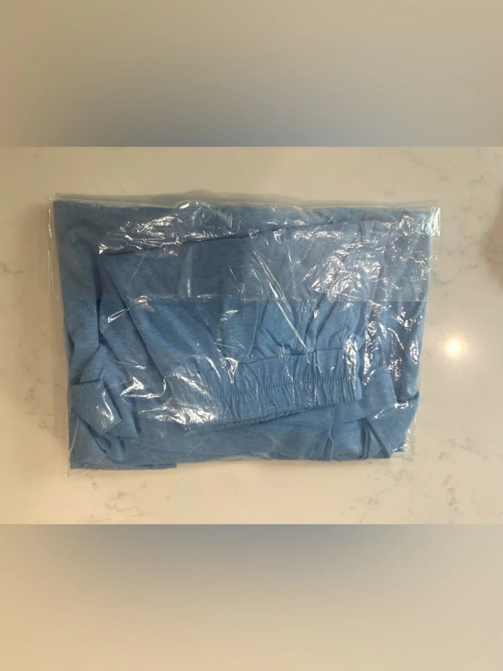 ZENANA EXPOSED SEAM SET - CORNFLOWER BLUE Casual Lounge Tee & Shorts Set - Picture 10 of 12